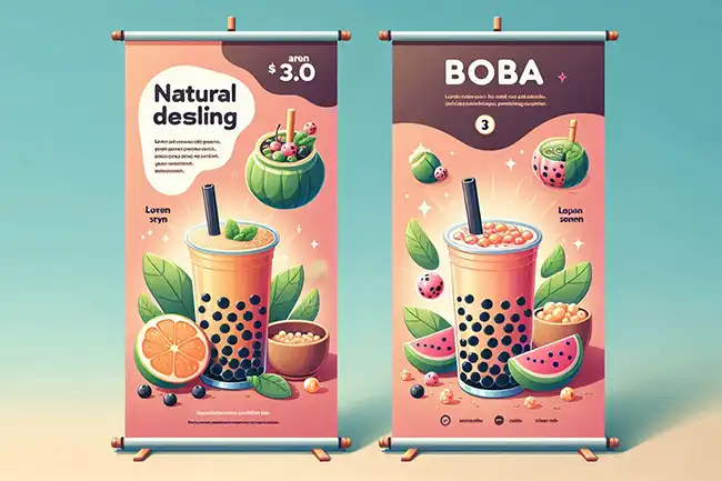 Boba Drinks Advertising Vinyl Banner – Many Sizes – Carnival Fair Food Sign