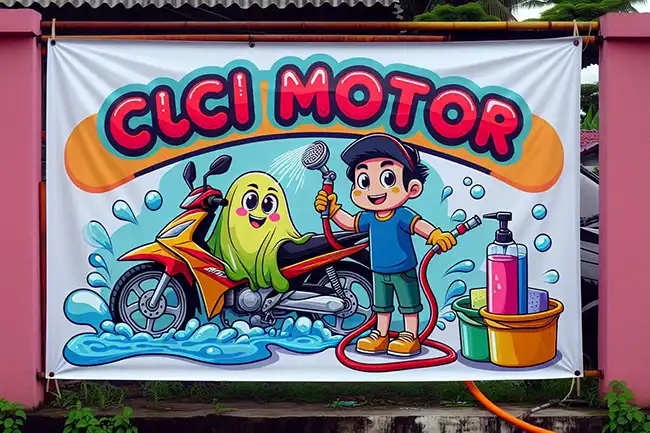 banner cuci motor